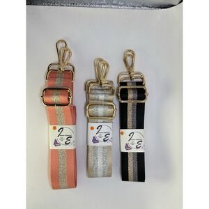 Gold stripe Adjustable Replacement Purse Crossbody Strap Bundle w/Gold Hardware